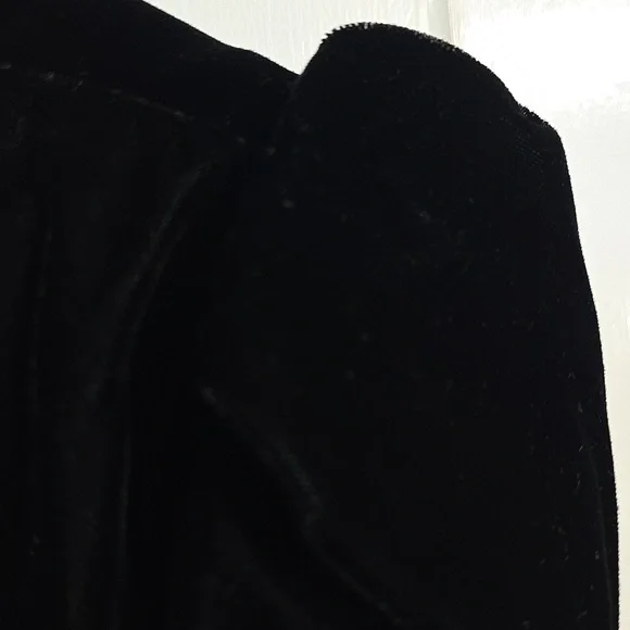 VTG Late Edition Women's Black Velvet Evening Dress Plunging Back W/Bow Sz 8 GUC